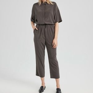 Lattelier Short Sleeve Silk Jumpsuit